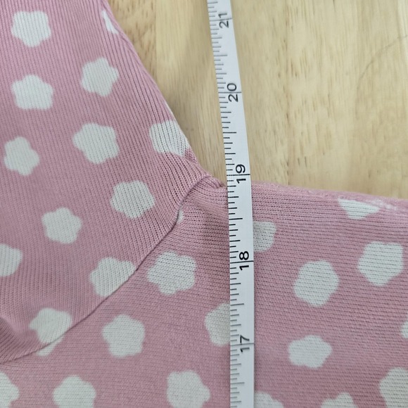 Kate Spade Sweater Womens Large Pink White Polka Dot Pullover Crewneck Soft Top - Picture 5 of 10